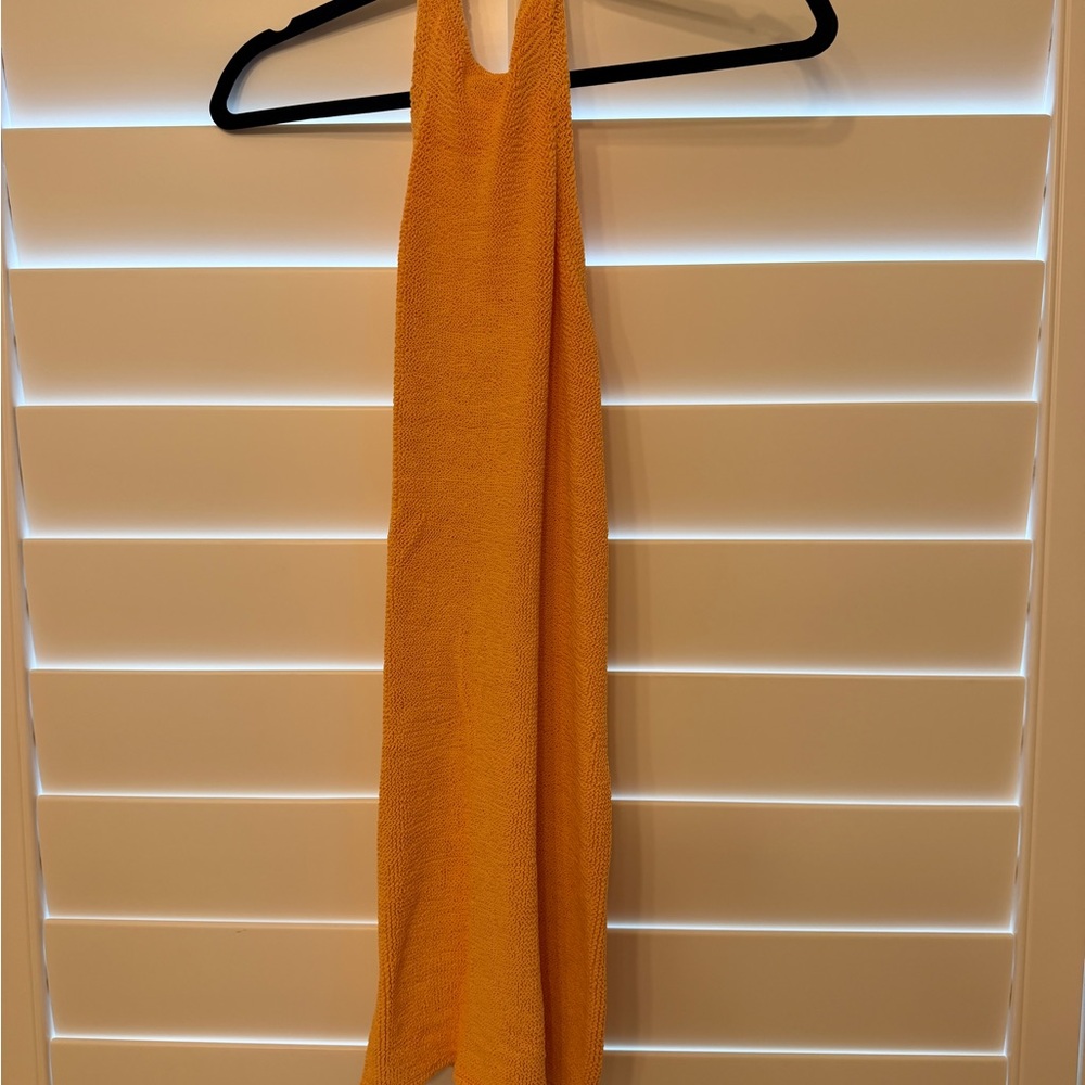 Hunza G Yellow Textured Halter Dress